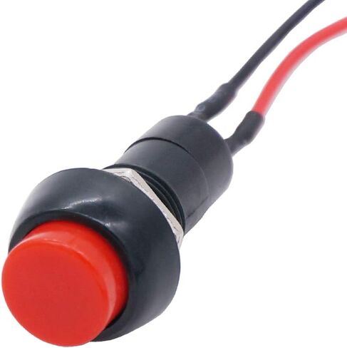 Twidec/10Pcs 12mm Thread Normally Open ON/Off Latching Push Button Switch 3A 250V 2 Pin Mini Self-Lock Red Switch with Pre-soldered Wires PBS-11A-X-R in Saudi Arabia