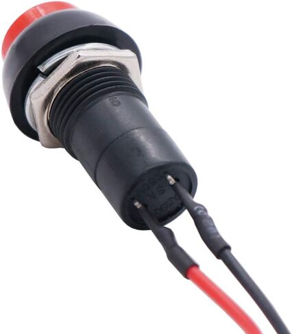 Twidec/10Pcs 12mm Thread Normally Open ON/Off Latching Push Button Switch 3A 250V 2 Pin Mini Self-Lock Red Switch with Pre-soldered Wires PBS-11A-X-R in Saudi Arabia