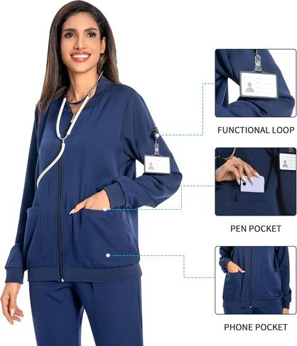 PuriPure Uniforms Zip Front Scrub Jackets for Women with 4 Pockets in Saudi Arabia