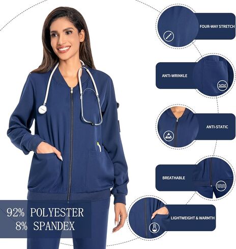 PuriPure Uniforms Zip Front Scrub Jackets for Women with 4 Pockets in Saudi Arabia