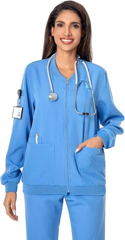 PuriPure Uniforms Zip Front Scrub Jackets for Women with 4 Pockets in Saudi Arabia