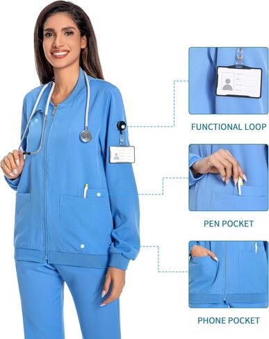 PuriPure Uniforms Zip Front Scrub Jackets for Women with 4 Pockets in Saudi Arabia