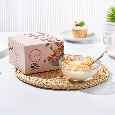 Cereal Candle Bowl - Vanilla Scented Food Candles Aesthetic - Cute Candles for Cool Gifts - 3 Wicks Cereal Candles for Best Burn - Cereal Bowl Candle with Spoon - Cool Candles for Cool Things in Saudi Arabia
