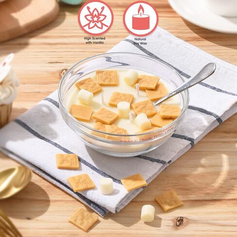 Cereal Candle Bowl - Vanilla Scented Food Candles Aesthetic - Cute Candles for Cool Gifts - 3 Wicks Cereal Candles for Best Burn - Cereal Bowl Candle with Spoon - Cool Candles for Cool Things in Saudi Arabia