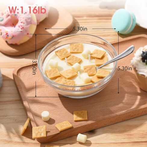 Cereal Candle Bowl - Vanilla Scented Food Candles Aesthetic - Cute Candles for Cool Gifts - 3 Wicks Cereal Candles for Best Burn - Cereal Bowl Candle with Spoon - Cool Candles for Cool Things in Saudi Arabia