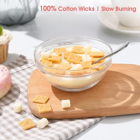 Cereal Candle Bowl - Vanilla Scented Food Candles Aesthetic - Cute Candles for Cool Gifts - 3 Wicks Cereal Candles for Best Burn - Cereal Bowl Candle with Spoon - Cool Candles for Cool Things in Saudi Arabia