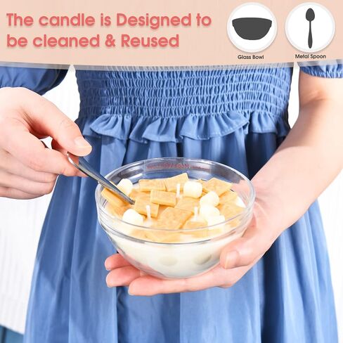 Cereal Candle Bowl - Vanilla Scented Food Candles Aesthetic - Cute Candles for Cool Gifts - 3 Wicks Cereal Candles for Best Burn - Cereal Bowl Candle with Spoon - Cool Candles for Cool Things in Saudi Arabia