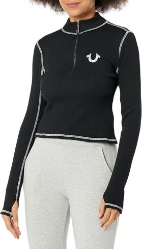 True Religion Women's Zip Front Contrast L/S Top in Saudi Arabia