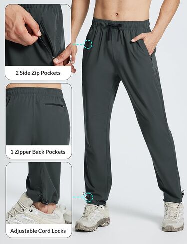 BALEAF Men's Hiking Pants Lightweight Quick Dry Water Resistant Elastic Waist Cargo Pants with Zip Pockets for Outdoor in Saudi Arabia
