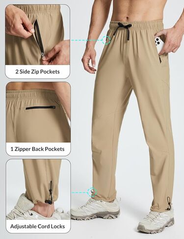 BALEAF Men's Hiking Pants Lightweight Quick Dry Water Resistant Elastic Waist Cargo Pants with Zip Pockets for Outdoor in Saudi Arabia