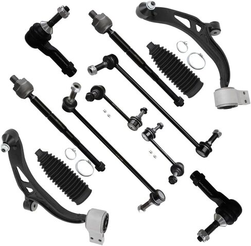 SCITOO 12-PC SET Suspension Kit For 2011-2019 For Ford Explorer For Ford Police Interceptor Utility Front Lower Control Arm And Ball Joint Inner Outer Tie Rod End Sway Bar End Link Steering Boot in Saudi Arabia