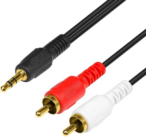 C&E كابل صوت ستيريو 3.5 ملم ذكر إلى ذكر RCA مزدوج (يمين ويسار)، 6 أقدام in Kuwait