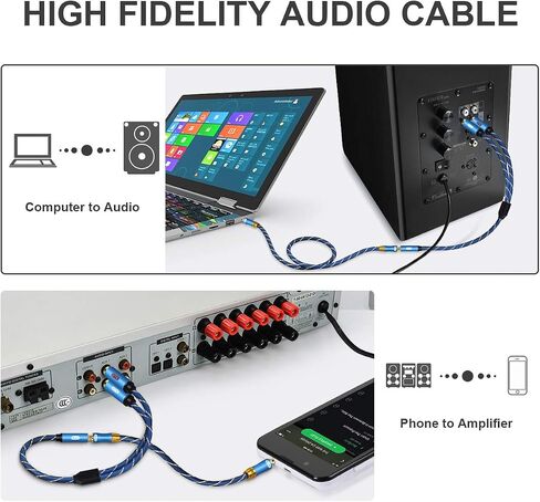 EMK 3.5 ملم أنثى إلى 2 RCA محول كابل صوت ستيريو 35 سم 24 قيراط مطلي بالذهب متوافق مع الهواتف الذكية، MP3، الأجهزة اللوحية، المسرح المنزلي والمزيد، أزرق in Saudi Arabia