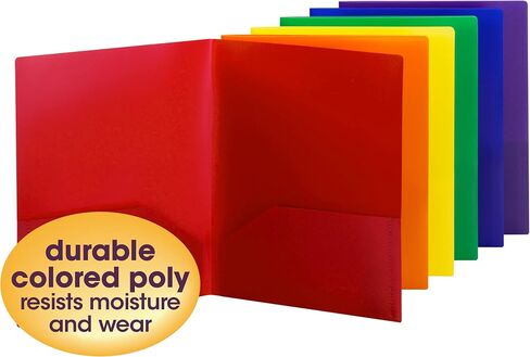 Smead Poly Two-Pocket Folder, Letter Size, Assorted Primary Colors, 6 per Pack (87760) in Saudi Arabia