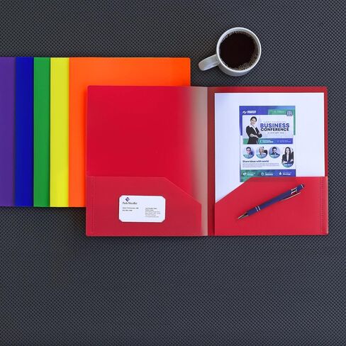 Smead Poly Two-Pocket Folder, Letter Size, Assorted Primary Colors, 6 per Pack (87760) in Saudi Arabia