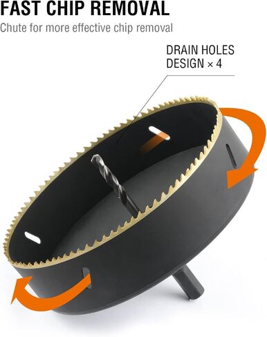 BINOTA M42 Bi-Metal Hole Saw, 162mm-6-3/8", for Metal, Wood, Plywood, PVC, Gypsum, Composite, Stainless Steel Plate in Saudi Arabia