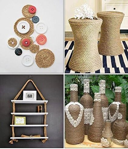 KINGLAKE Natural Jute Rope 5mm Thick 66 Feet Long Strong Twine Rope 3 Ply Hemp Rope Cord for Arts Crafts DIY Decoration Gift Wrapping in Saudi Arabia