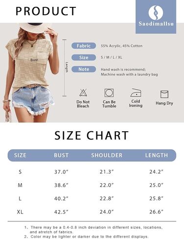 Saodimallsu Womens Cap Sleeve Sweater Tops Sleeveless Knit Crew Neck Tank Top Lightweight Pullover T Shirts in Saudi Arabia