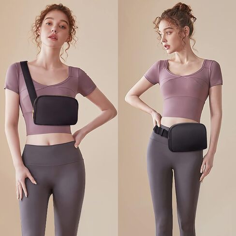 حقيبة خصر أنيقة من Larcenciel لهدايا عيد الأم - حقيبة كروس من النايلون المقاوم للماء مع حزام قابل للتعديل للسفر والخارج والمشي لمسافات طويلة والمزيد (أسود) in Kuwait