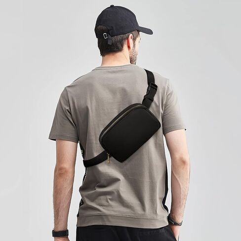 حقيبة خصر أنيقة من Larcenciel لهدايا عيد الأم - حقيبة كروس من النايلون المقاوم للماء مع حزام قابل للتعديل للسفر والخارج والمشي لمسافات طويلة والمزيد (أسود) in Kuwait