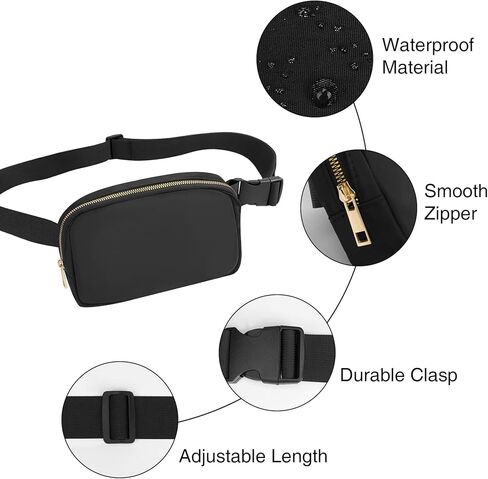 حقيبة خصر أنيقة من Larcenciel لهدايا عيد الأم - حقيبة كروس من النايلون المقاوم للماء مع حزام قابل للتعديل للسفر والخارج والمشي لمسافات طويلة والمزيد (أسود) in Kuwait