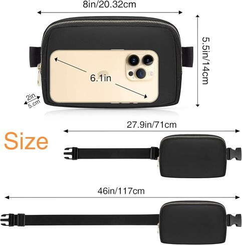 حقيبة خصر أنيقة من Larcenciel لهدايا عيد الأم - حقيبة كروس من النايلون المقاوم للماء مع حزام قابل للتعديل للسفر والخارج والمشي لمسافات طويلة والمزيد (أسود) in Kuwait