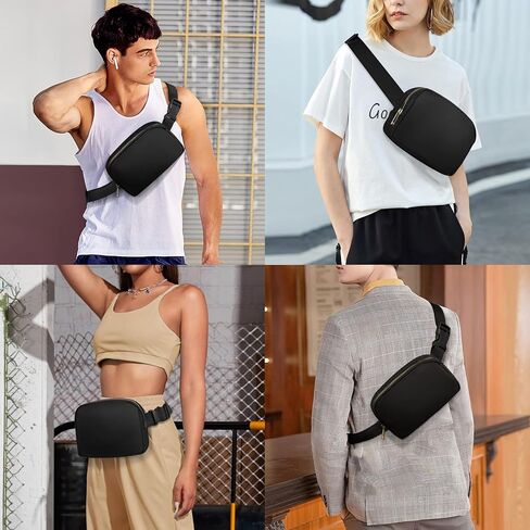 حقيبة خصر أنيقة من Larcenciel لهدايا عيد الأم - حقيبة كروس من النايلون المقاوم للماء مع حزام قابل للتعديل للسفر والخارج والمشي لمسافات طويلة والمزيد (أسود) in Kuwait