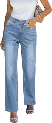 luvamia High Waisted Jeans for Women Trendy Baggy Straight Leg Stretchy Denim Jeans Work Trousers Pants 90s Loose Fit in Saudi Arabia