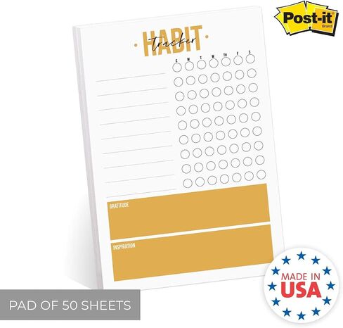 Colorful Meal Planner Sticky Note Pad / 50 Sheets / 8" x 11.5" Grocery List Sticky Notes/Weekly Menu and Shopping List/Made in The USA in Saudi Arabia