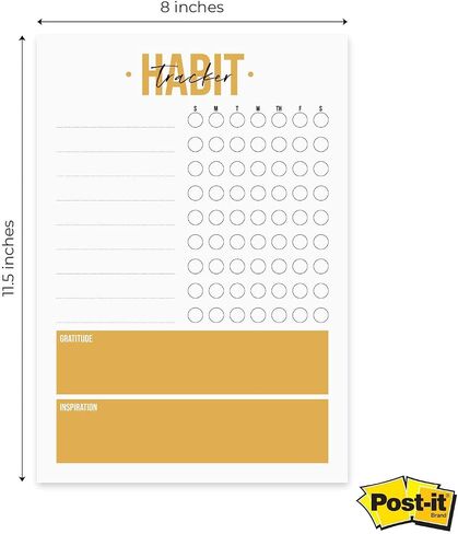Colorful Meal Planner Sticky Note Pad / 50 Sheets / 8" x 11.5" Grocery List Sticky Notes/Weekly Menu and Shopping List/Made in The USA in Saudi Arabia