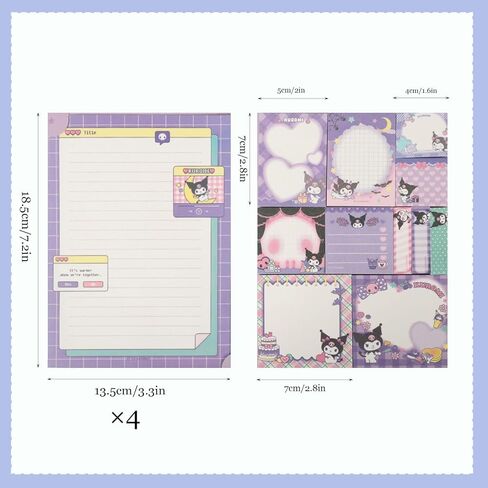 دفتر ملاحظات Kawaii، مجموعة ملاحظات لاصقة أرجوانية مقاس 6.3 * 8.26 بوصة، ملاحظات لاصقة على شكل حيوانات، لوازم ثابتة لطيفة مناسبة للمدرسة المكتبية in Kuwait