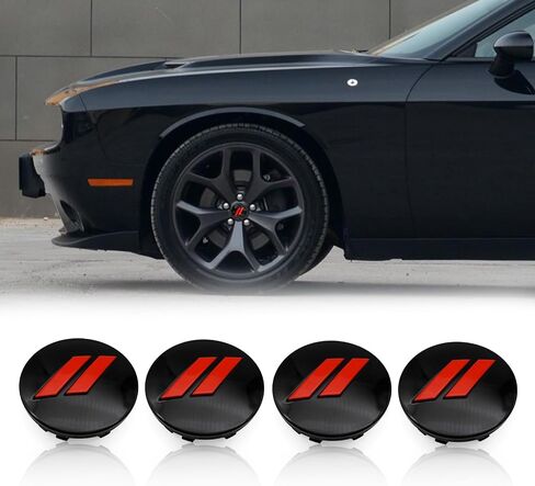 4X Car Hubcaps 64mm 2.5 Inch Slashes // Wheel Hub Center Caps Fit for Challenger Charger Durango 2017-2022 Car with 20 Inch Wheels 6CZ27DX8AA 6CZ27RM8AA (All Glossy Black) in Saudi Arabia