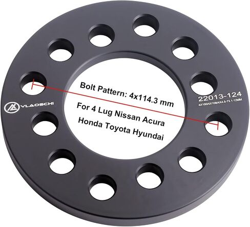 VLAOSCHI Black Forged 4x100 4x108 4x114.3 4x4.5 Universal Wheel Spacers 1/2 Inch (12mm) Compatible with Honda-Acura-Mitsubishi 4 Lug for Accord Civic Prelude Legend Integra Galant Mirage - Set of 2 in Kuwait