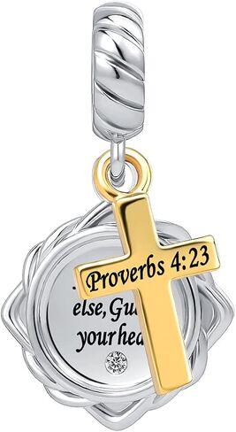 Religious Gold Plated Cross Bible Christian Keep Faith Charms Beads for Women Girl Mom Sister Bracelets in Saudi Arabia