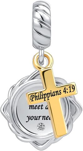 Religious Gold Plated Cross Bible Christian Keep Faith Charms Beads for Women Girl Mom Sister Bracelets in Saudi Arabia