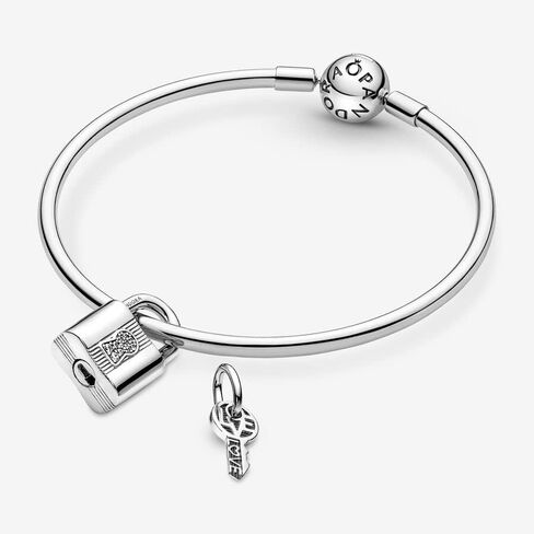 Pandora Padlock and Key Dangle Charm - Compatible Moments - Stunning Women's Jewelry - Made with Sterling Silver & Cubic Zirconia - With Gift Box in Saudi Arabia