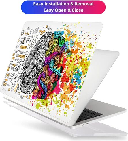 متوافق مع حافظة MacBook Air 13 بوصة 2017 2016 2015 2014 2013 2012 2011 2010 الإصدار A1466/A1369، حافظة بلاستيكية صلبة + غطاء لوحة مفاتيح + واقي شاشة - الدماغ الأيمن الأيسر 5 in Kuwait