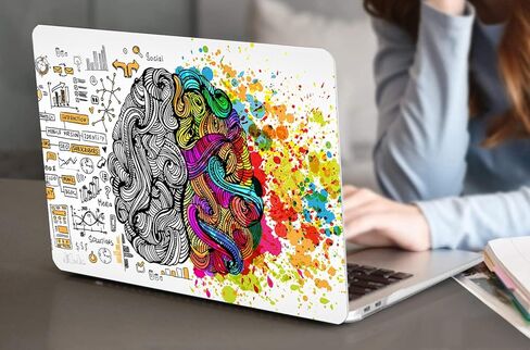 متوافق مع حافظة MacBook Air 13 بوصة 2017 2016 2015 2014 2013 2012 2011 2010 الإصدار A1466/A1369، حافظة بلاستيكية صلبة + غطاء لوحة مفاتيح + واقي شاشة - الدماغ الأيمن الأيسر 5 in Kuwait