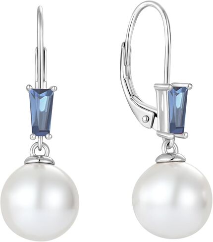 أقراط اللؤلؤ للنساء 925 فضة ليفرباك أقراط جوهرة الميلاد مجوهرات هدايا أقراط اللؤلؤ المتدلية مع 10 ملم أم اللؤلؤ in Kuwait