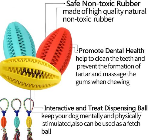 Rubber Ball Dog Toys for Interactive Treat with Tough Twisted Dispensing Enrichment for Boredom and Brain Stimulating Game,Convex Design Tug of War for Medium Dog (Not for aggressive chewers) in Saudi Arabia