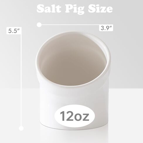 Salt Cellar, Modern Ceramic Salt Pig, Salt Containers for Countertop, Sugar Container, Sugar Jar, Easy Access, Dishwasher Safe (White) in Saudi Arabia