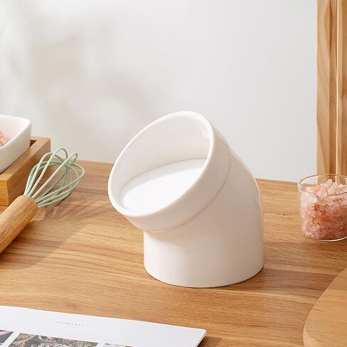 Salt Cellar, Modern Ceramic Salt Pig, Salt Containers for Countertop, Sugar Container, Sugar Jar, Easy Access, Dishwasher Safe (White) in Saudi Arabia