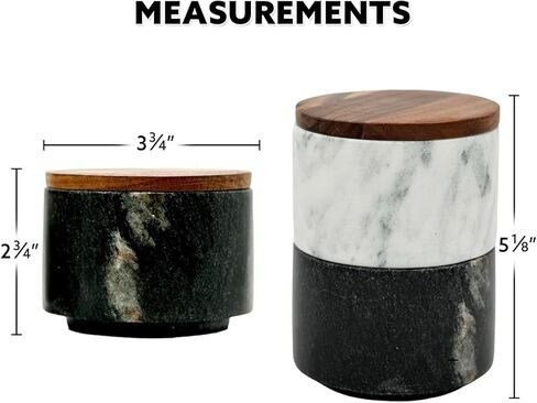 قبو ملح رخامي، قبو فلفل، مجموعة مكونة من قطعتين، حامل ثنائي كبير للملح والفلفل قابل للتكديس مع أسطح محكمة الغلق، وأواني قرصة توابل موفرة للمساحة، وأوعية ملح وفلفل رخامية باللونين الأسود والأبيض مع أغطية in Kuwait