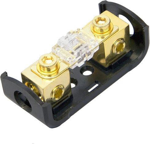 Magic source Mini ANL Fuse Holder Wire Inline Fuse 60 A,4/8 Gauge to 4/8 Ga Copper Gold-Plated Fuse Block for Car Audio (1 Way) in Saudi Arabia