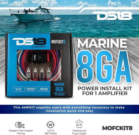 DS18 Hydro MOFCKIT8 طقم أسلاك تركيب مكبر الصوت البحري المعلب ذو 8 قياسات - ما يصل إلى 960 واط، OFC 100% كوبر in Saudi Arabia