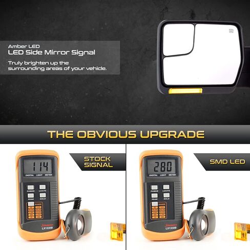 VIPMOTOZ Full LED Amber Lens Mirror Side Marker Turn Signal Light Blinker Lamp Lens Assembly Replacement Pair For 2004-2014 Ford F150 Pickup Truck, Driver & Passenger Side in Saudi Arabia