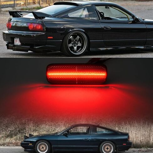 استبدال أضواء علامة الجانب LED لـ 1989-1994 Ni'ssan 240SX S13 العنبر الأمامي والخلفي مصابيح الإشارة الجانبية الحمراء عدسة مدخنة OEM مجموعة إضاءة إزالة العلامات الجانبية in Saudi Arabia