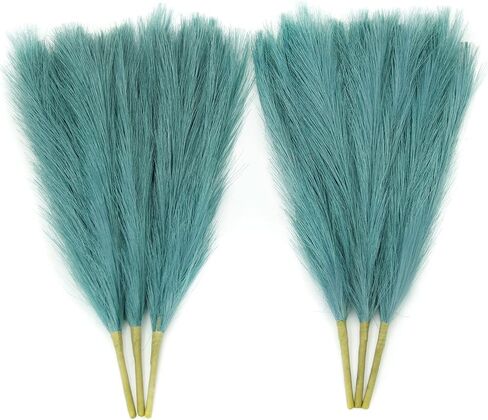 Faux Pampas Grass, 17.7"/45cm Tall Artificial Dried Plants Fluffy 6 Pcs Fake Pampous Grass Flower Decor Green Boho Room Decoration for Home Office Living Room Wedding Party (Black) in Kuwait