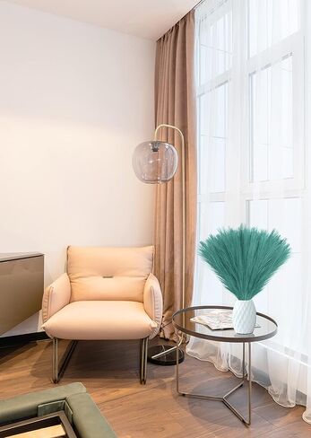 Faux Pampas Grass, 17.7"/45cm Tall Artificial Dried Plants Fluffy 6 Pcs Fake Pampous Grass Flower Decor Green Boho Room Decoration for Home Office Living Room Wedding Party (Black) in Kuwait