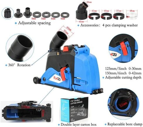 Raizi Double Cut Saw Cutting Wall Sloting Chaser Dust Shroud Dust Collection for Angle Grinder in Kuwait